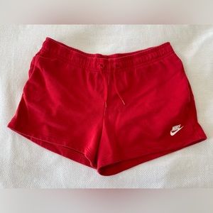 Red Nike Sportswear Club Fleece Mid-Rise Shorts
